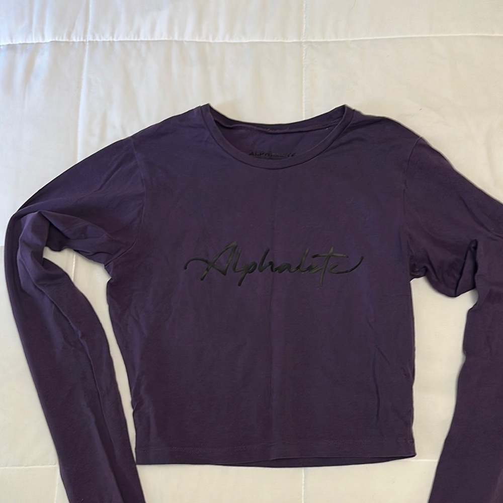 Alphalete Purple Cropped Long Sleeve Tee